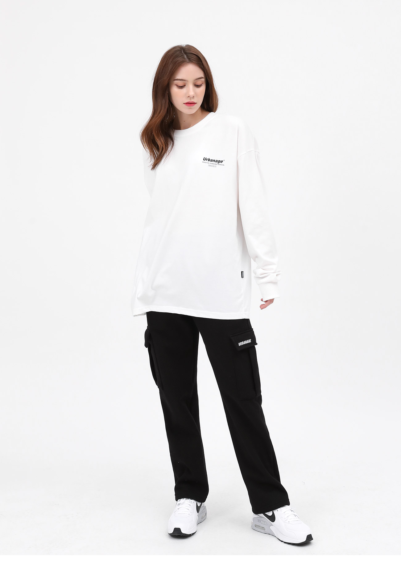 컬러 센슈얼 리브 오버 롱 슬리브