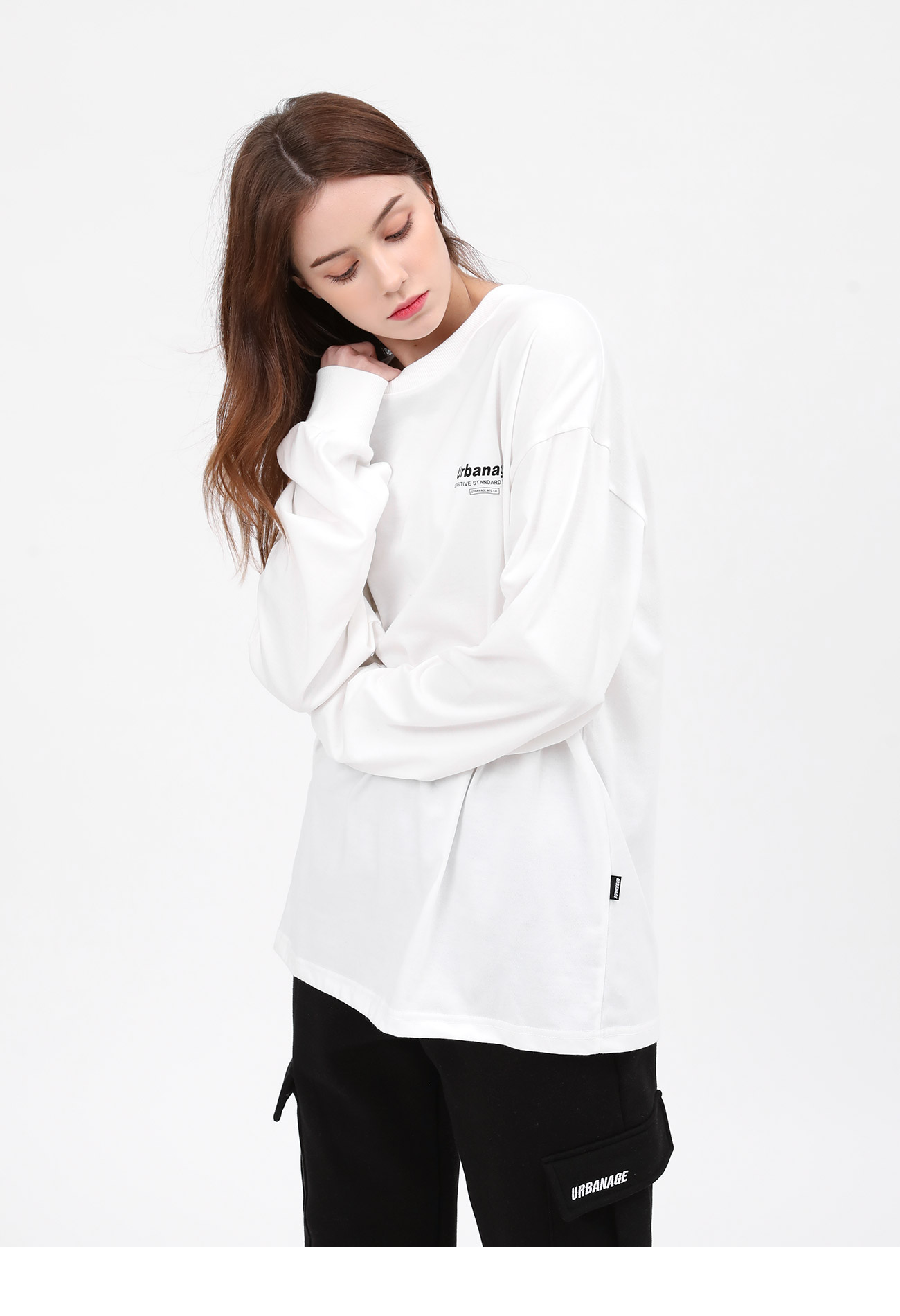 컬러 센슈얼 리브 오버 롱 슬리브
