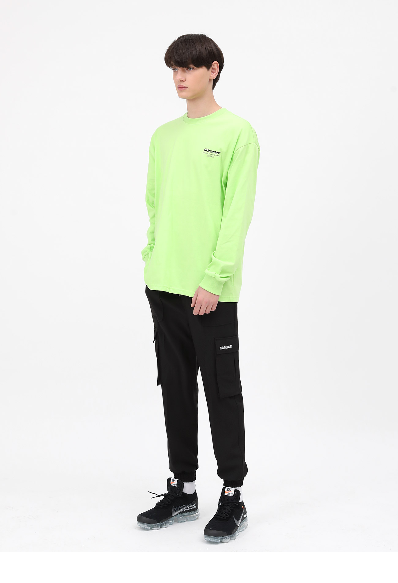 컬러 센슈얼 리브 오버 롱 슬리브