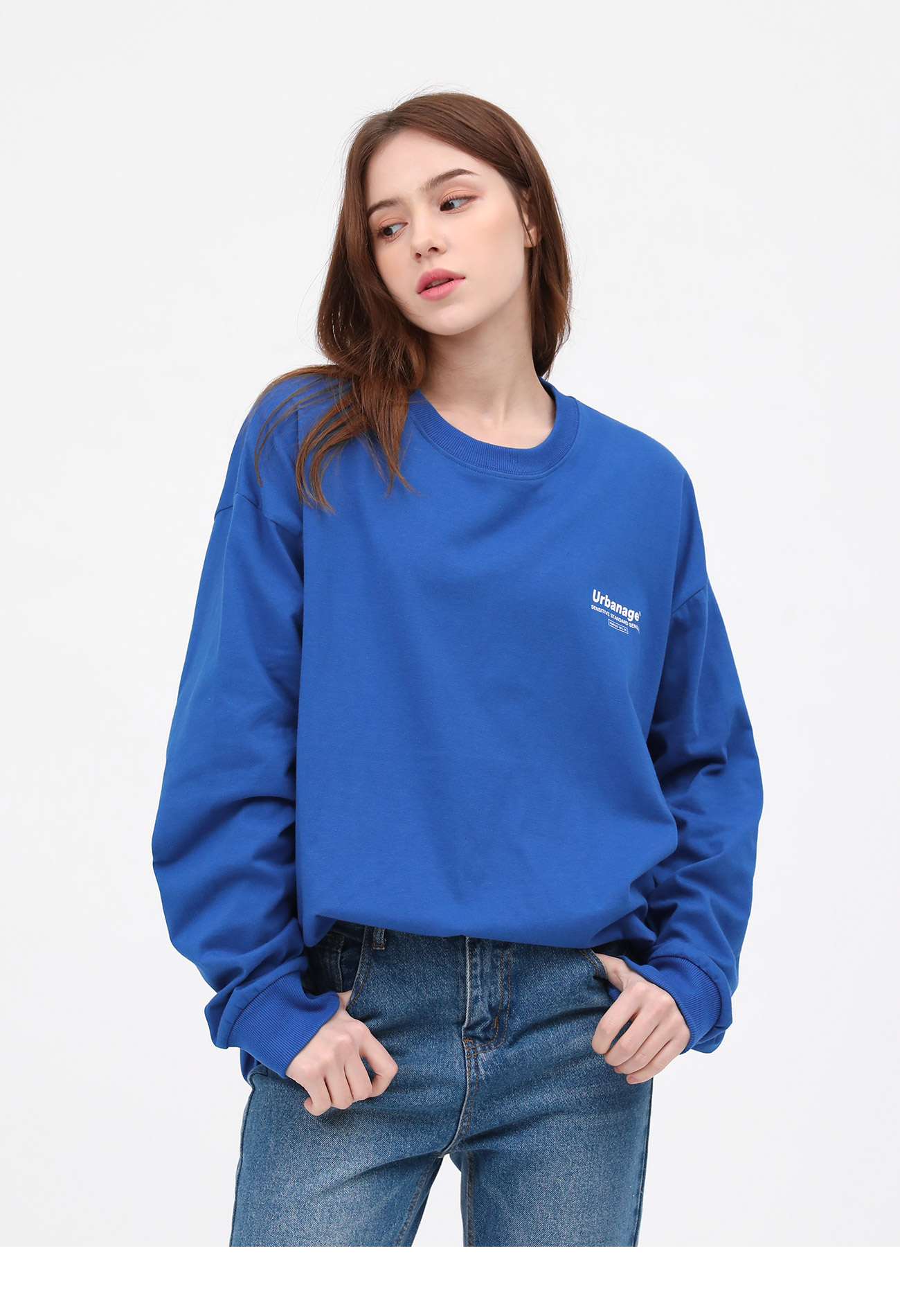 컬러 센슈얼 리브 오버 롱 슬리브