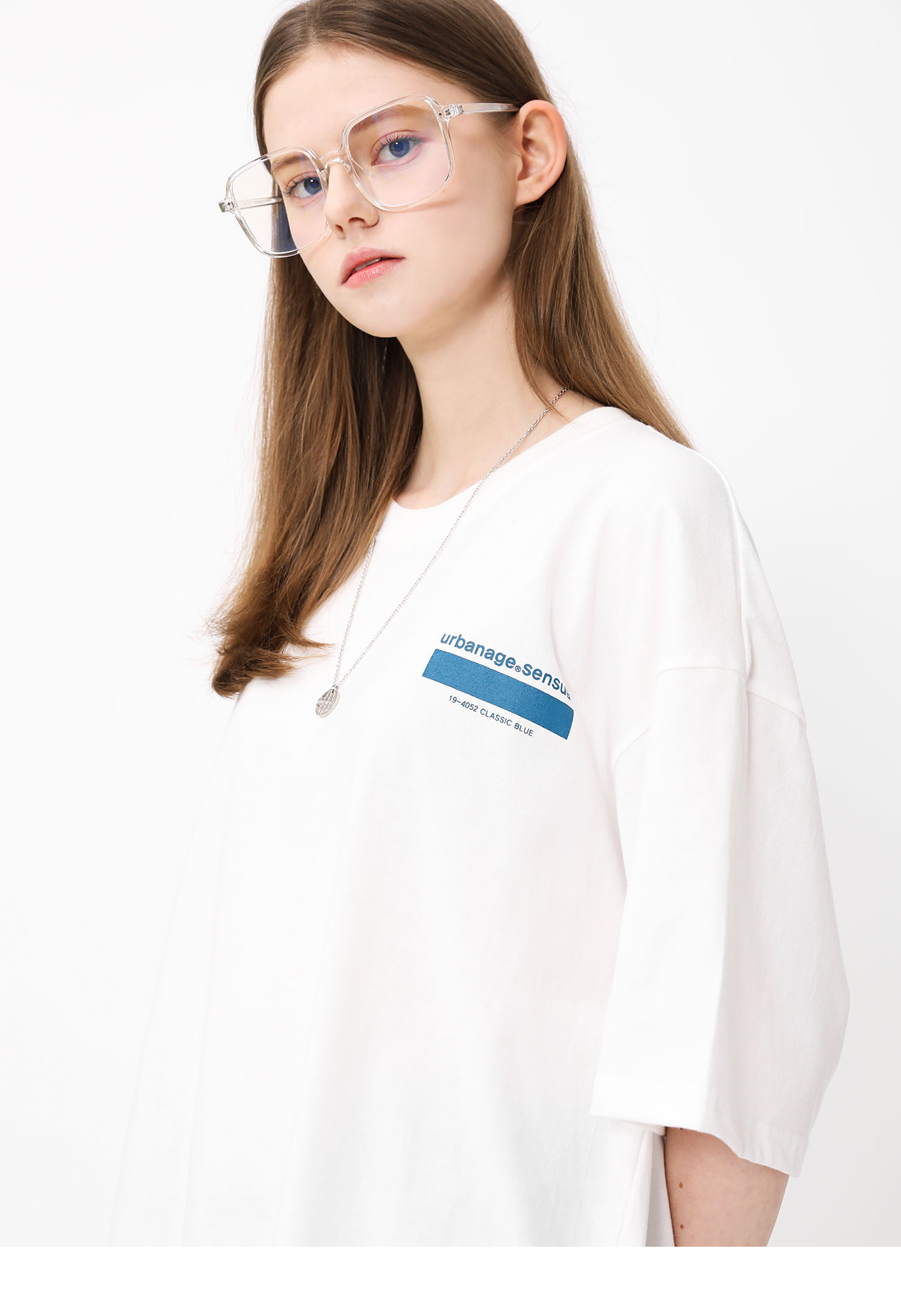 (1+1)스퀘어 블루 오버 반팔