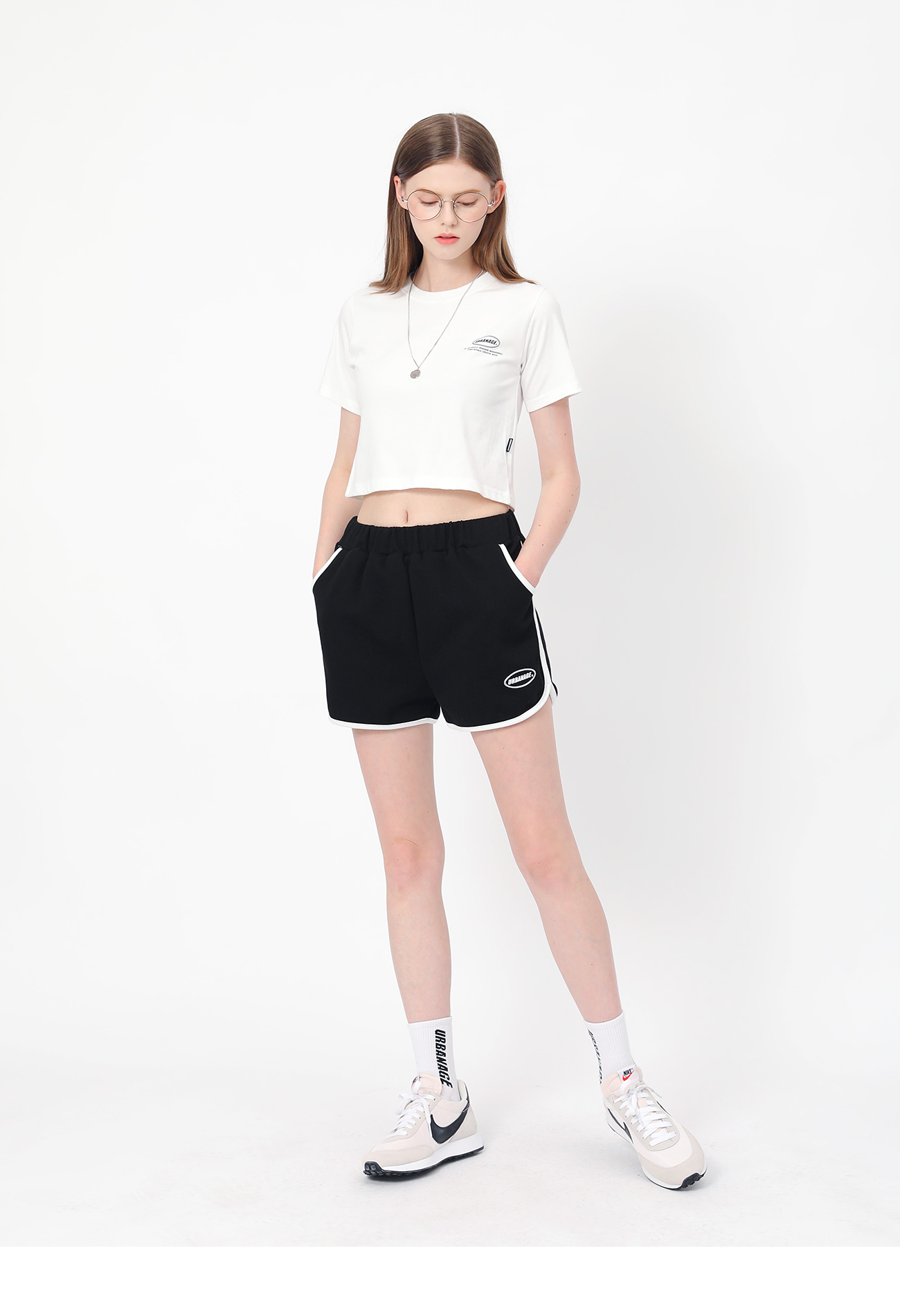 (1+1) 배색라인 트레이닝 쇼츠
