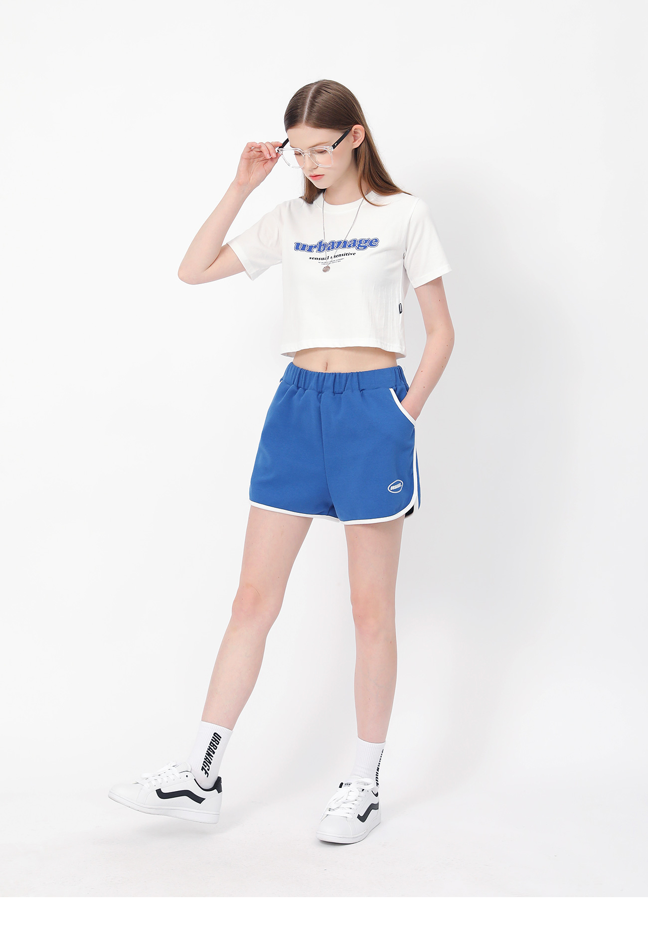 (1+1) 배색라인 트레이닝 쇼츠