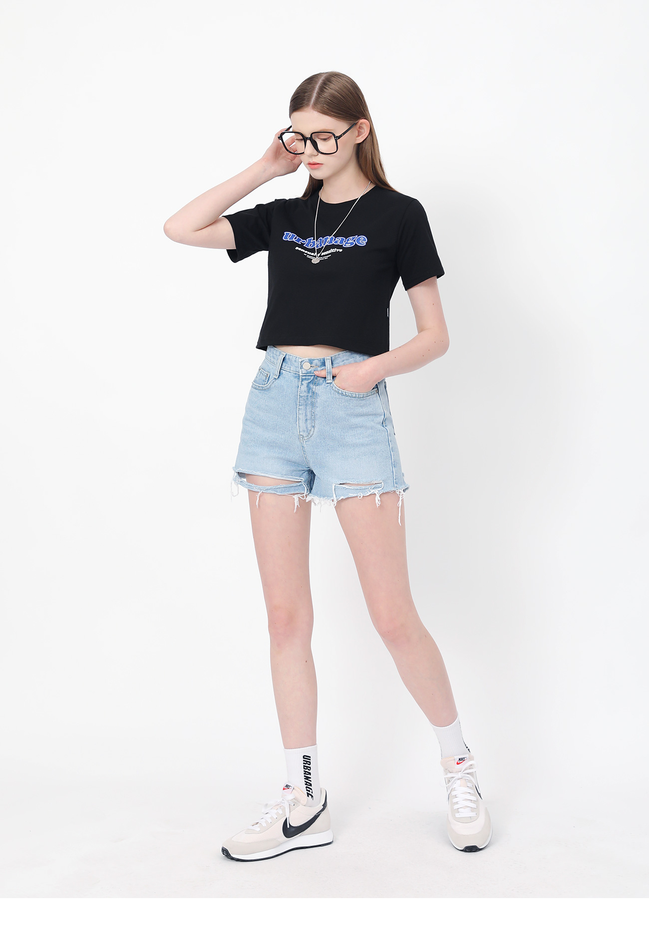 (1+1) 볼륨 로고 크롭 반팔