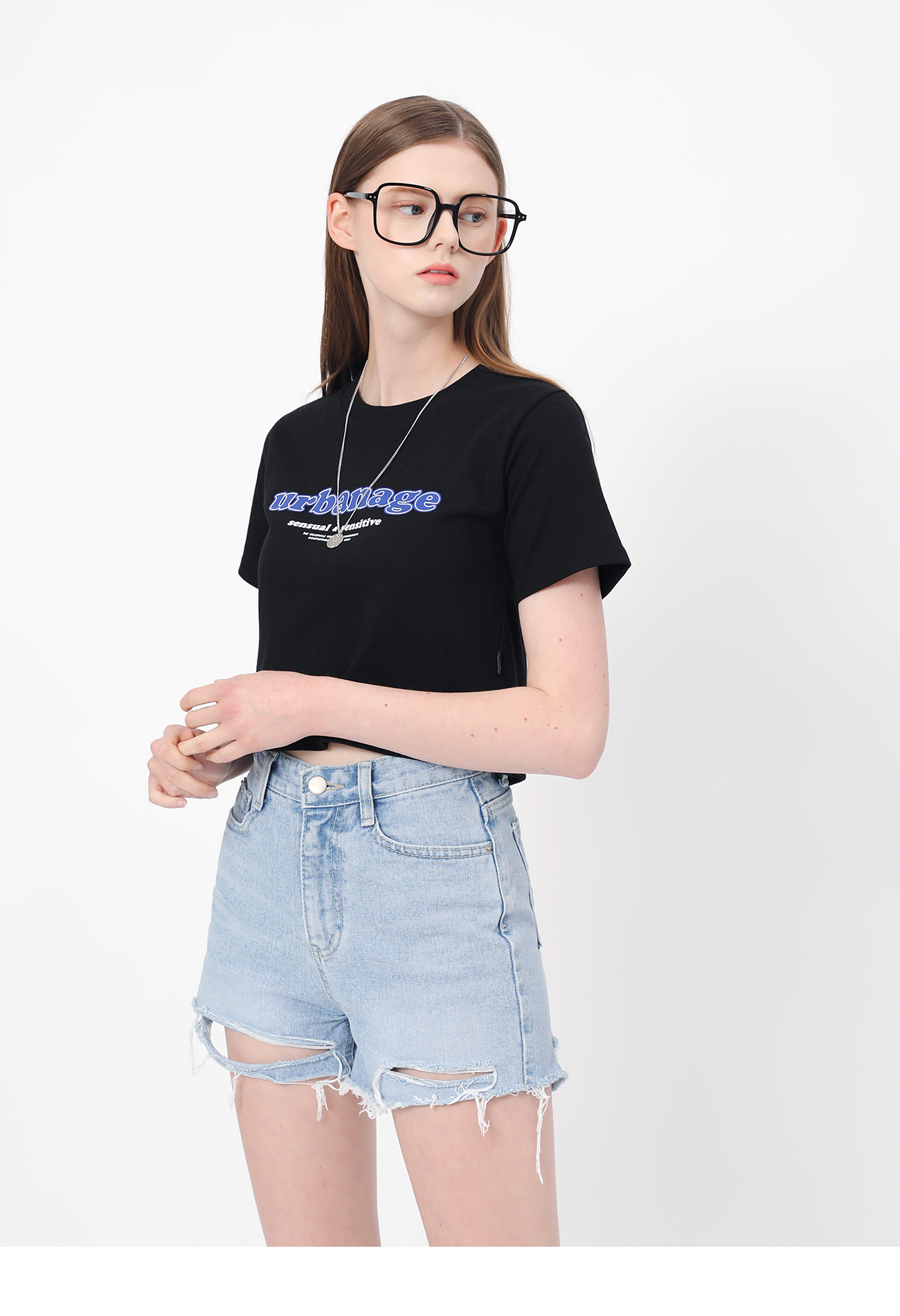 (1+1) 볼륨 로고 크롭 반팔
